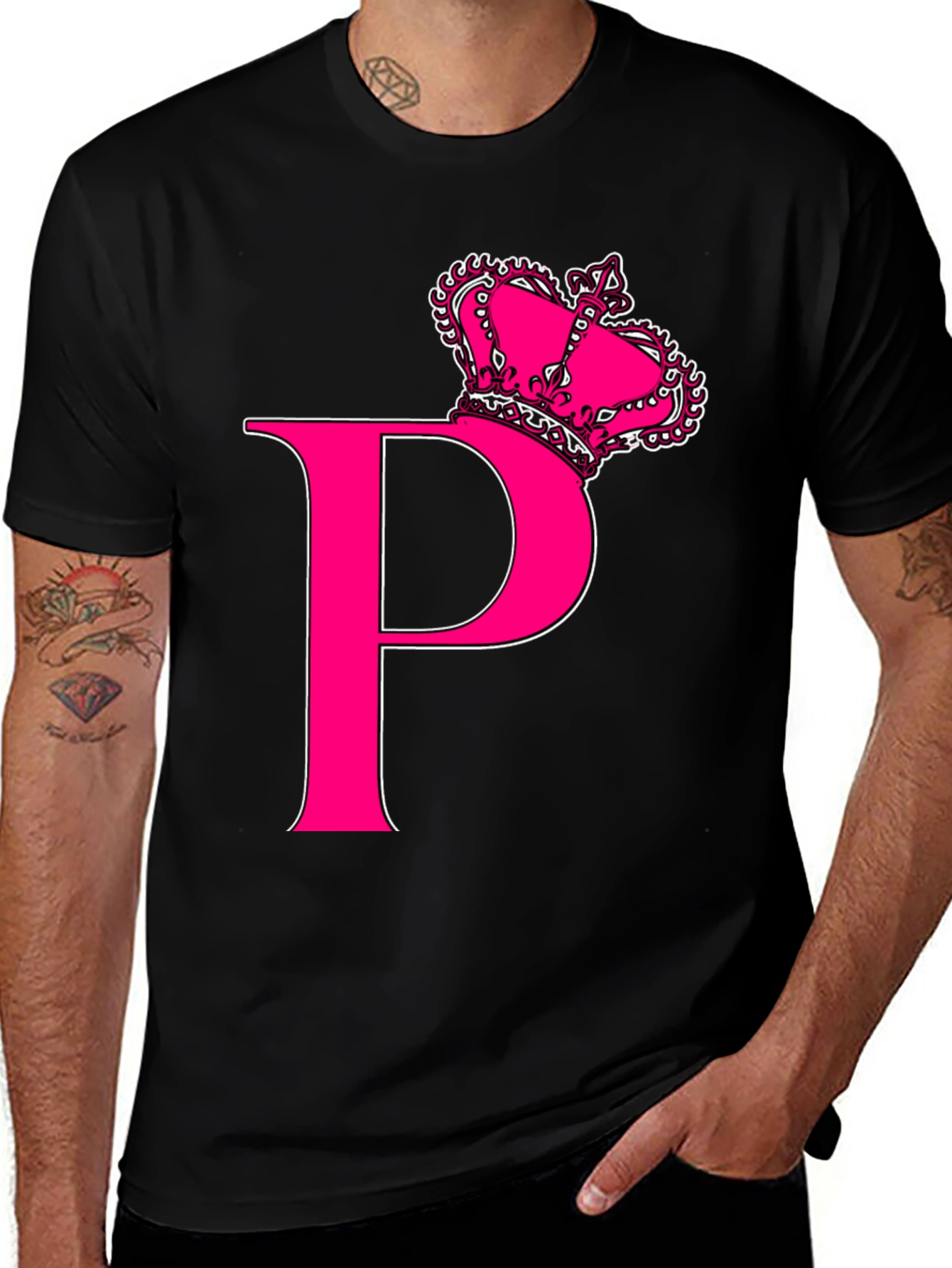 Pink Crown P Black T-Shirt