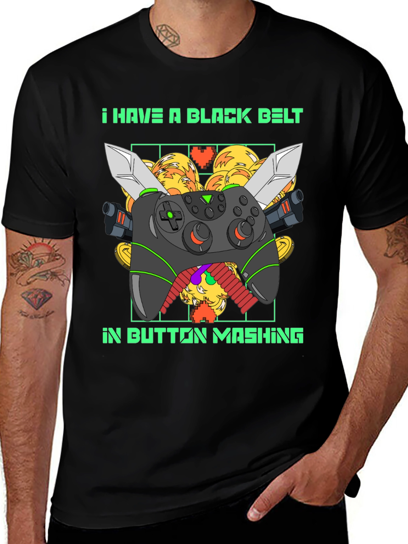 Variant 15 of Black Belt Button Mashing Gamer T-Shirt