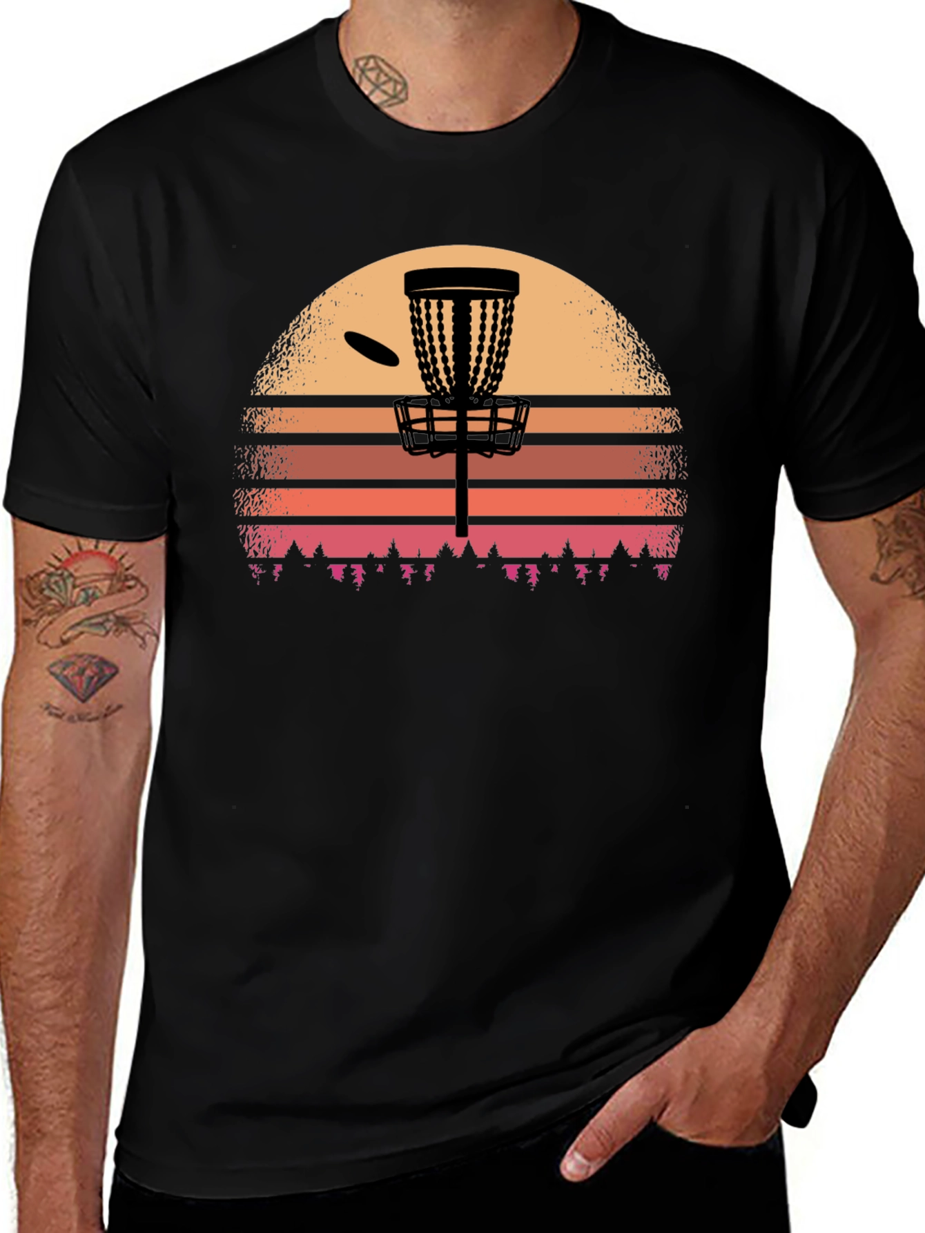 Variant 29 of Disc Golf Sunset T-Shirt - Black Graphic Tee