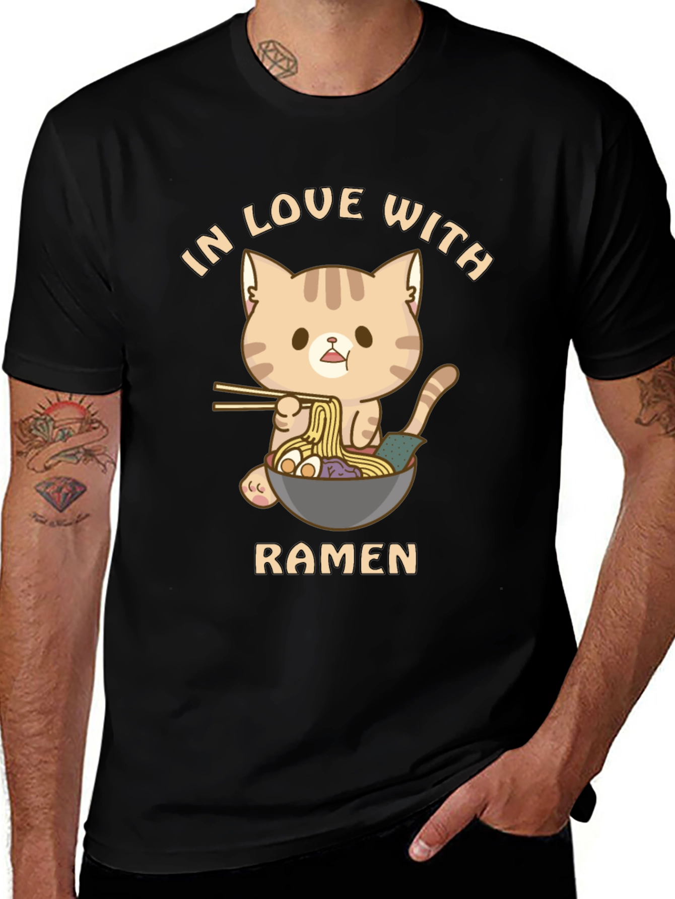 Variant 28 of Cat Ramen T-Shirt - "In Love With Ramen"
