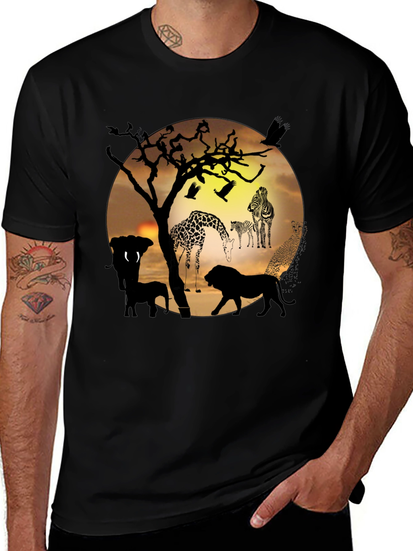 Variant 4 of African Safari Silhouette Graphic T-Shirt