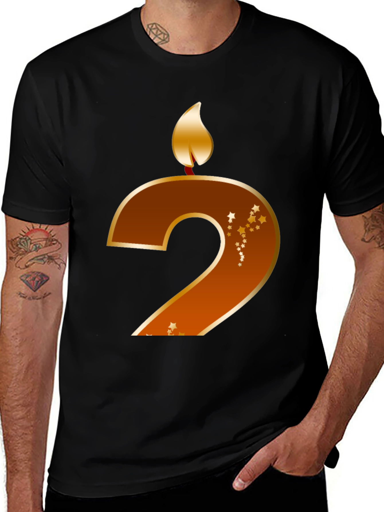 Variant 16 of Birthday Number 2 Candle Graphic T-Shirt