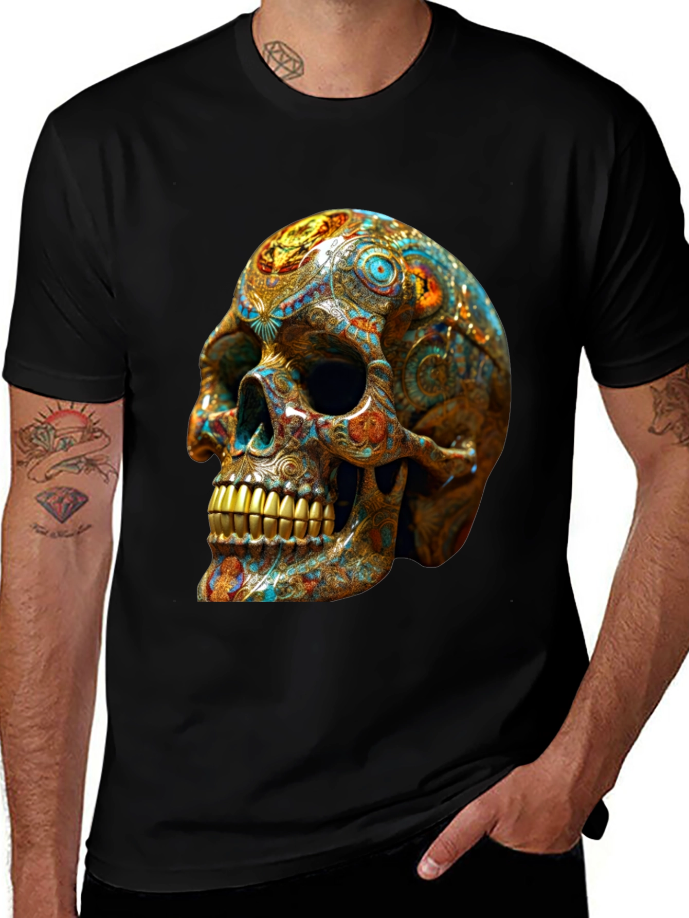 Variant 25 of Ornate Skull Graphic T-Shirt