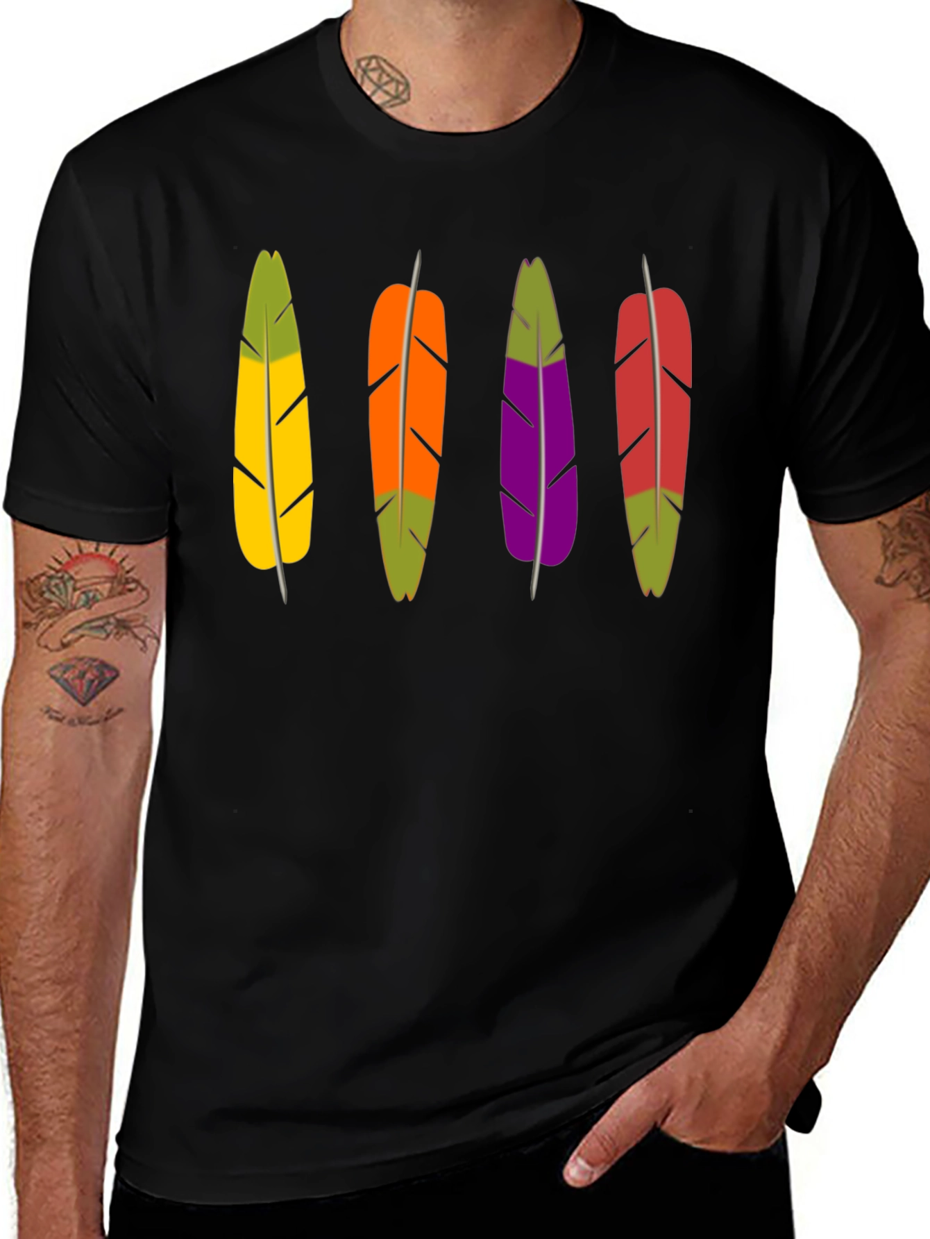 Variant 8 of Feather Graphic Black T-Shirt