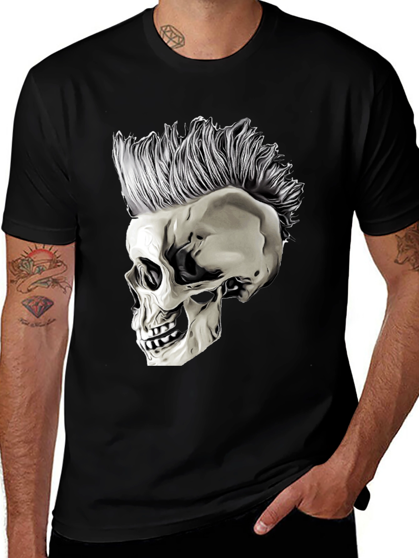 Variant 18 of Skull with Mohawk Graphic T-Shirt