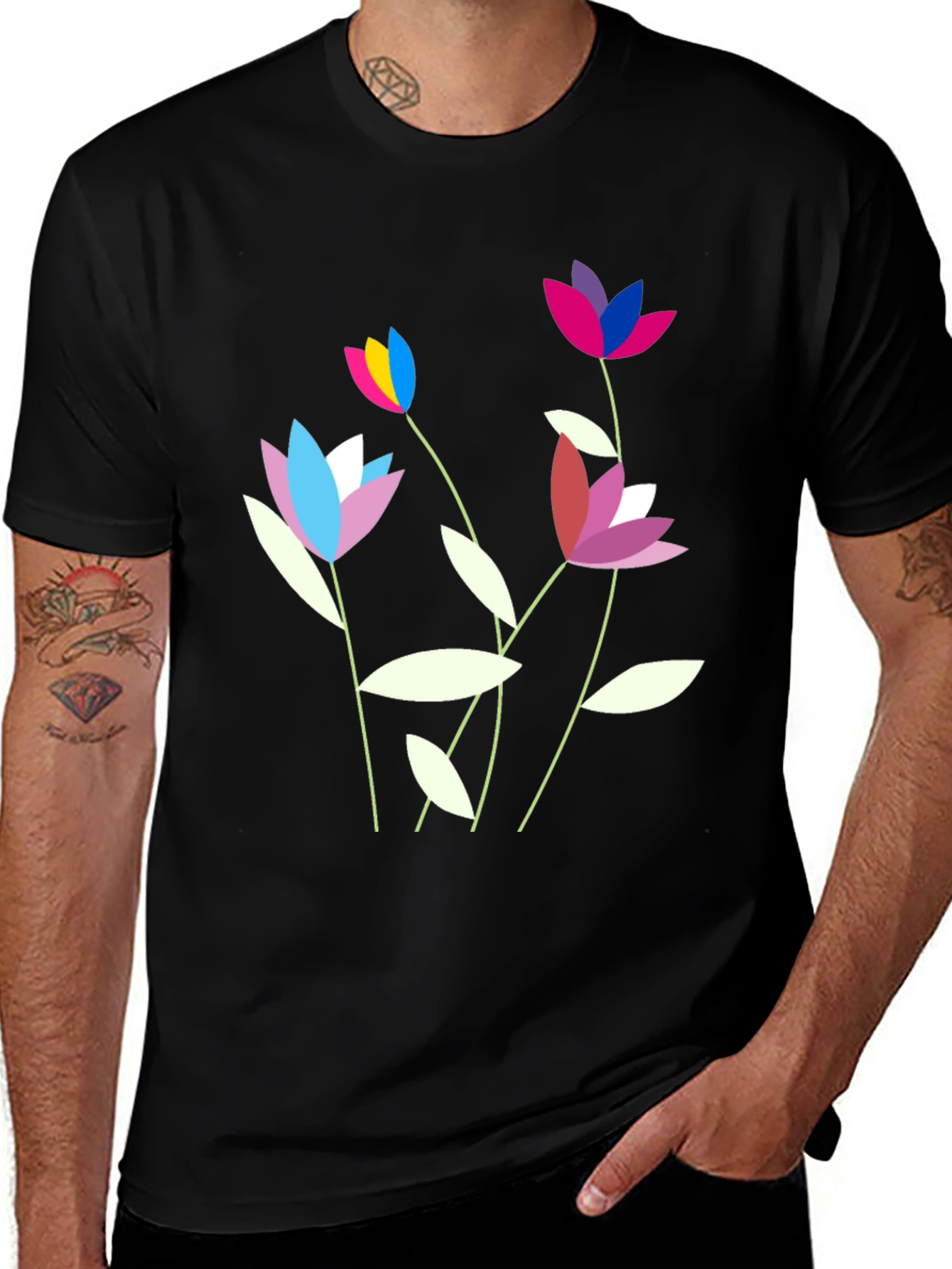 Variant 23 of Floral Pride Graphic Tee - Unisex Black T-Shirt