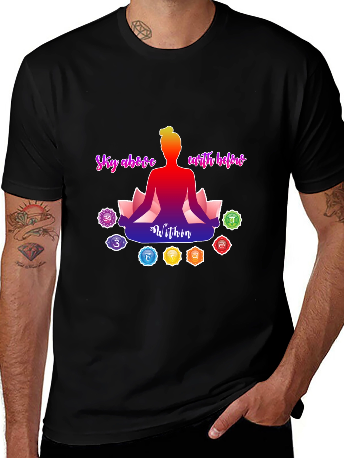 Variant 19 of Chakra Meditation T-Shirt - Sky Above, Earth Below