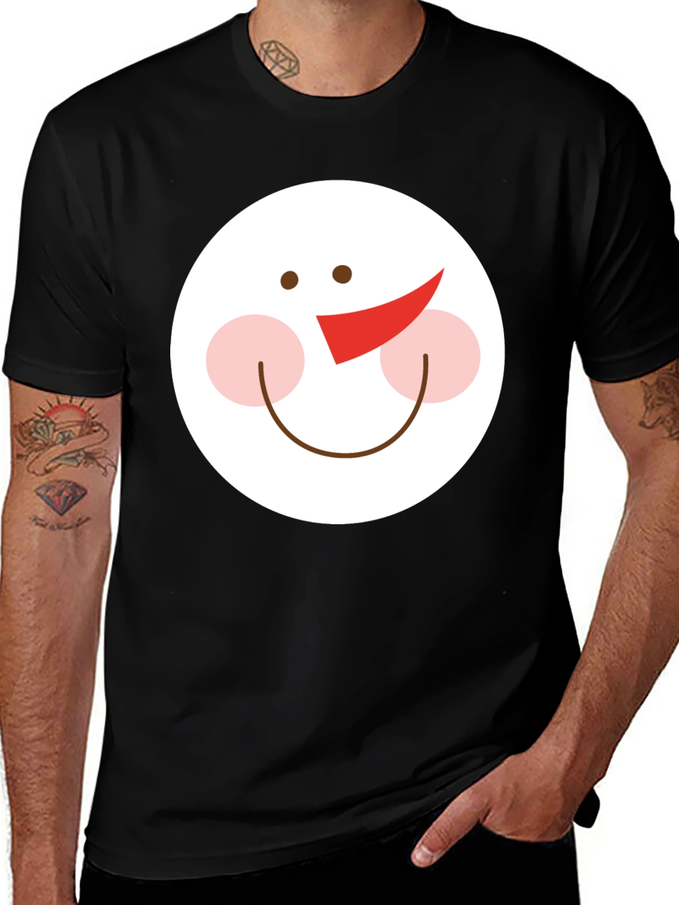 Variant 20 of Snowman Face Graphic Tee - Holiday Fun