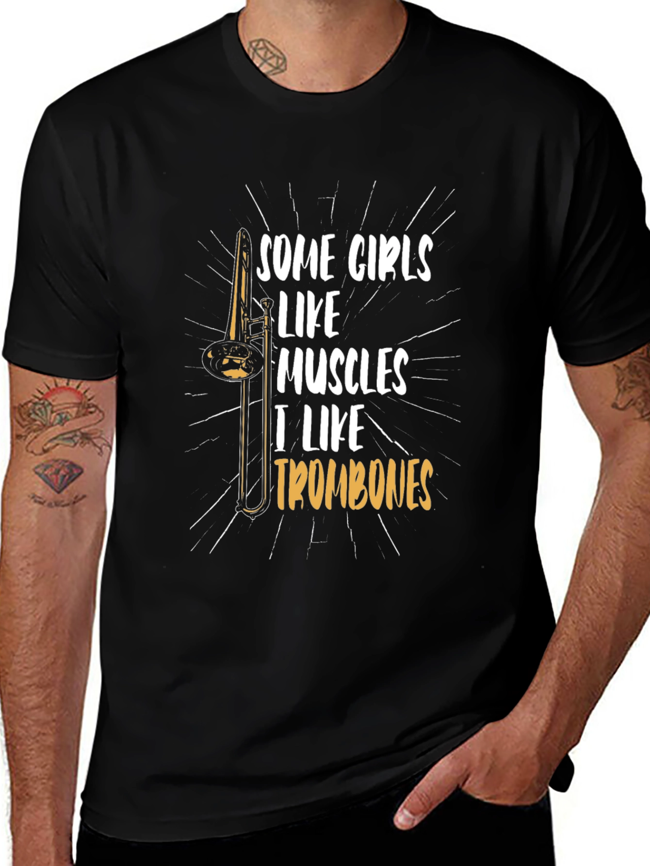 Variant 10 of Some Girls Like Muscles I Like Trombones Black T-Shirt