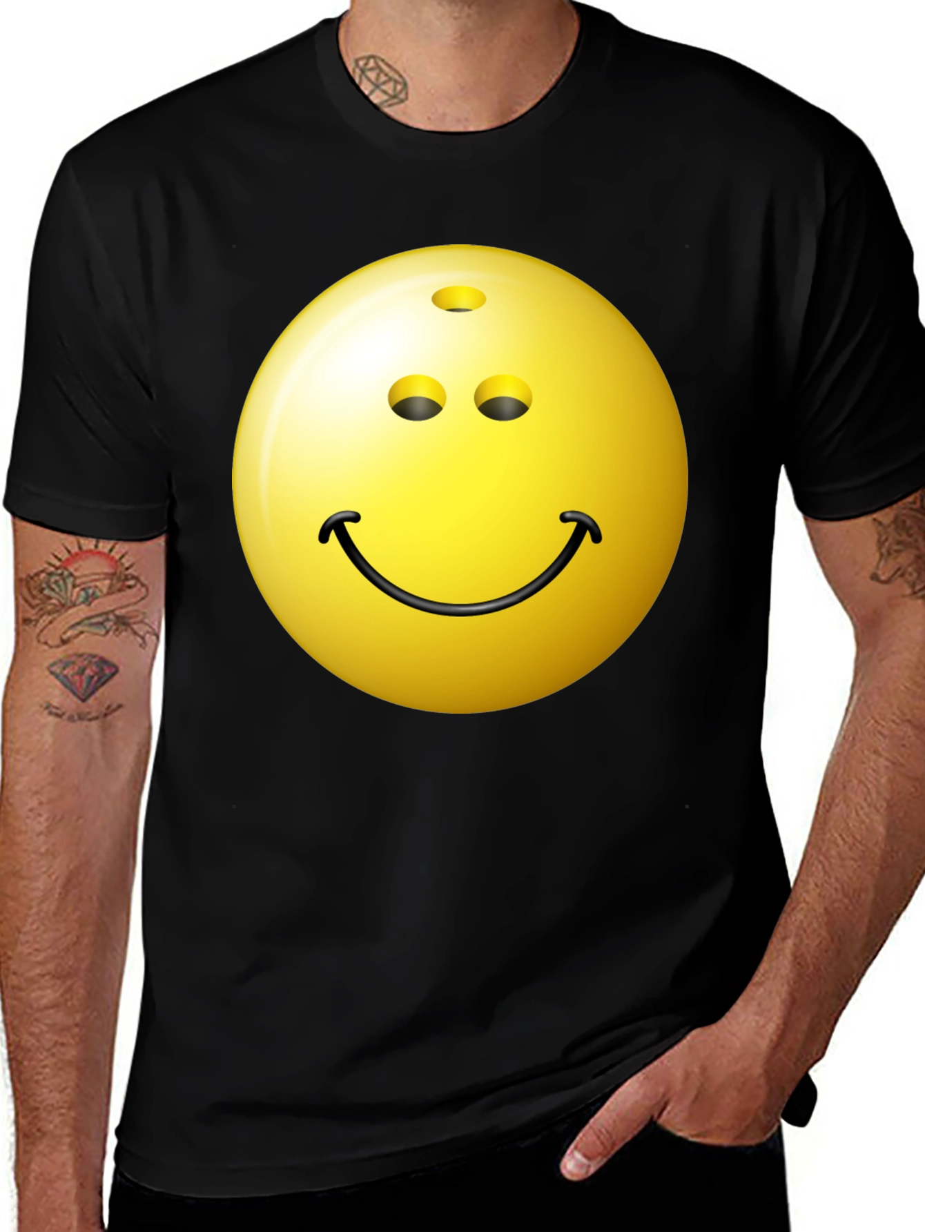 Variant 2 of Bowling Ball Smiley Face Black T-Shirt