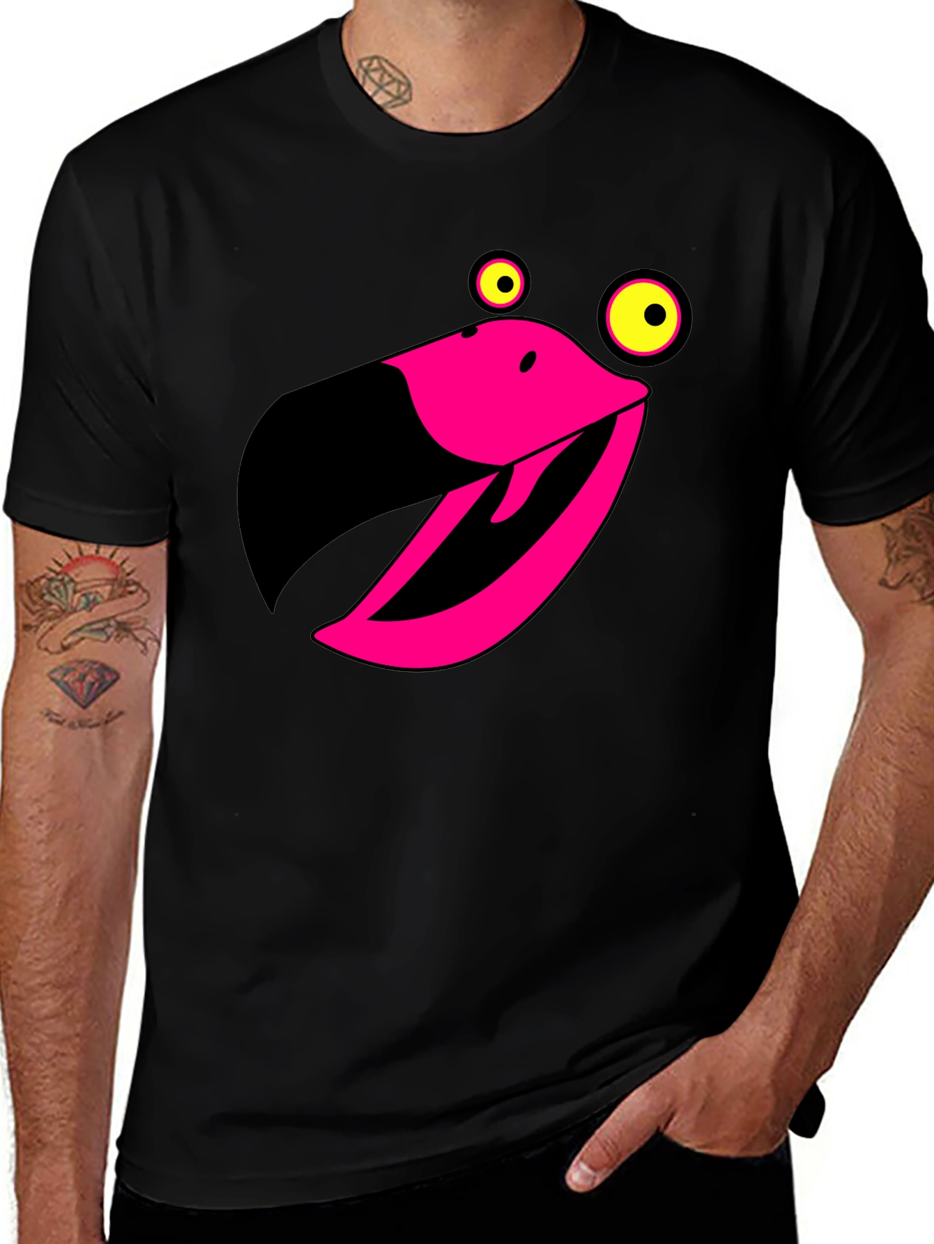 Variant 15 of Funky Flamingo Graphic Tee - Black T-Shirt