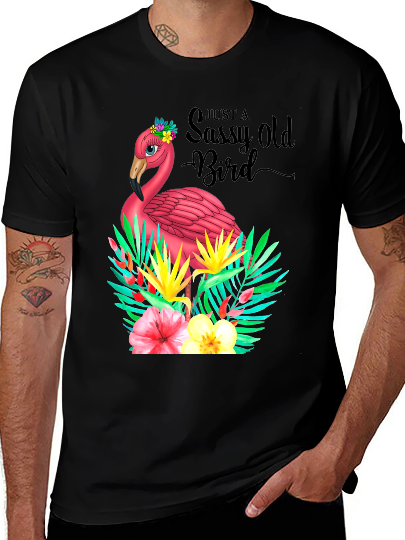 Variant 27 of Sassy Old Bird Flamingo Graphic Tee