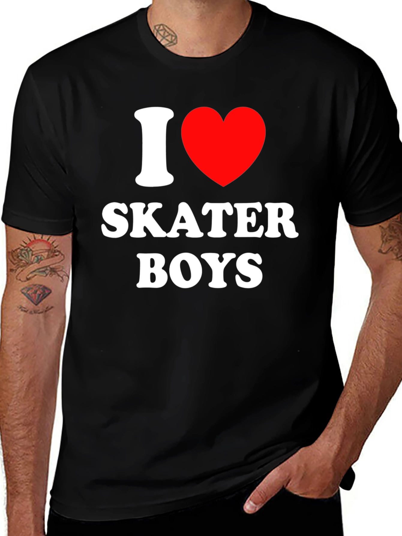 Variant 27 of I Heart Skater Boys T-Shirt - Black Tee