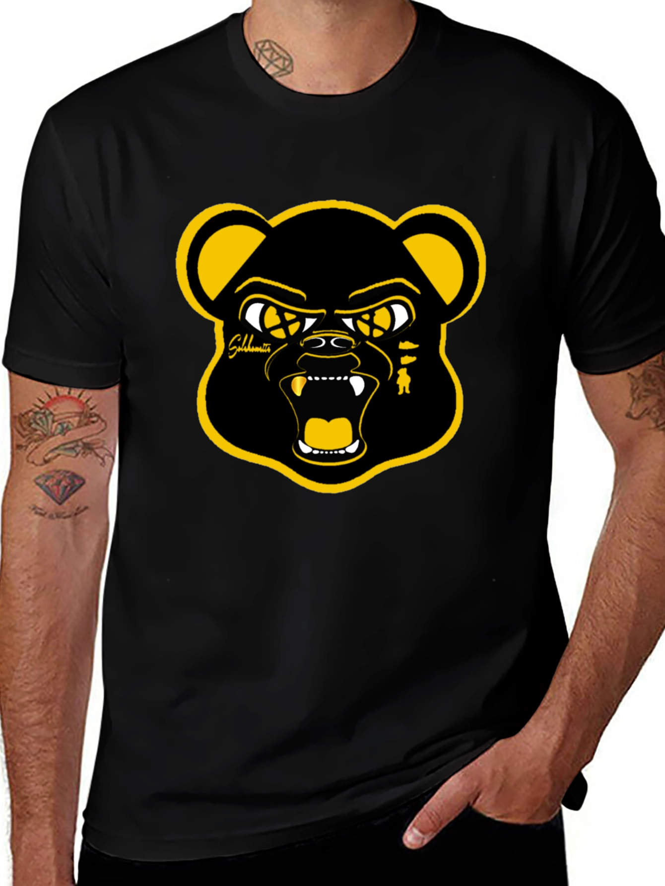 Variant 18 of Bold Bear Graphic Tee - Black & Gold