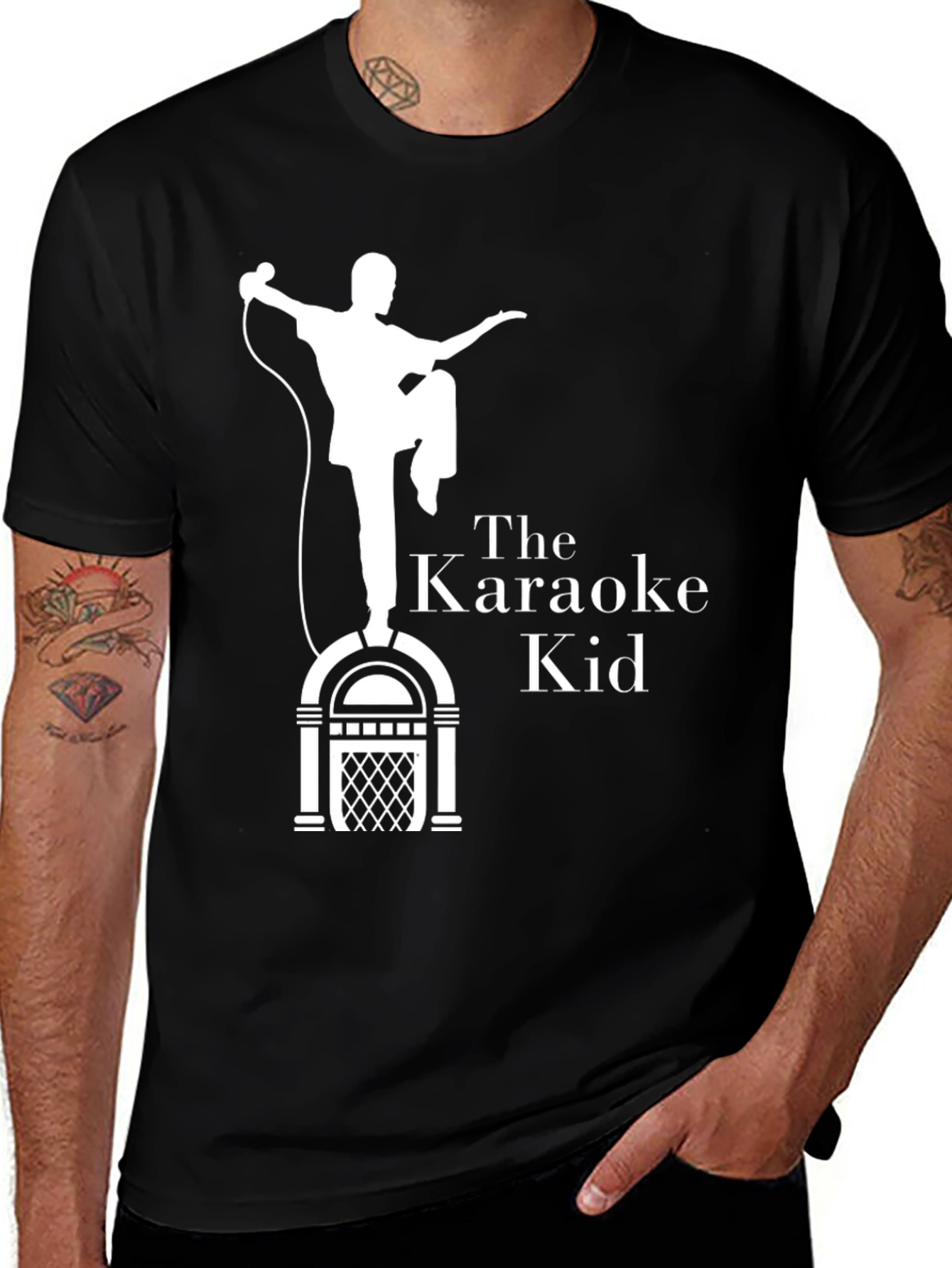Variant 24 of The Karaoke Kid Graphic Tee - Black Cotton Blend T-Shirt