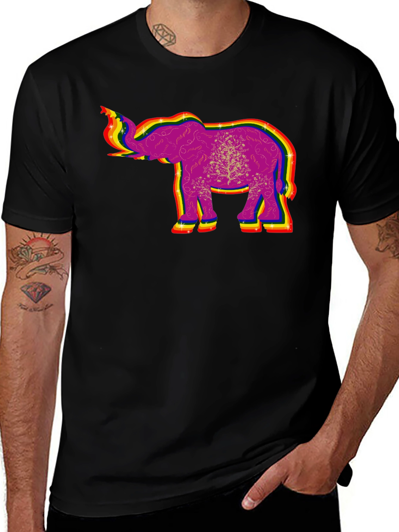 Variant 27 of Rainbow Elephant Graphic Tee - Unique Design