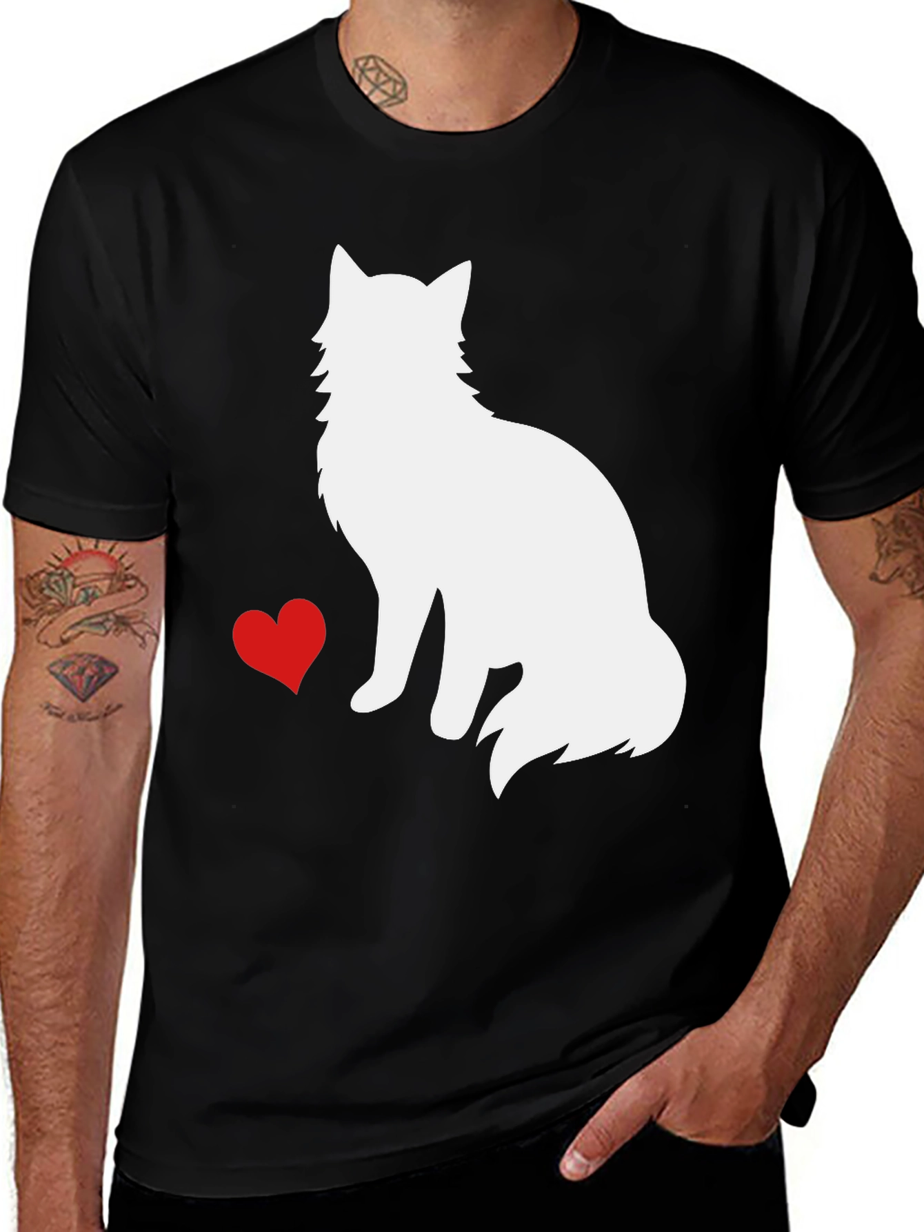 Variant 6 of I Love Cats - Men's Black T-shirt