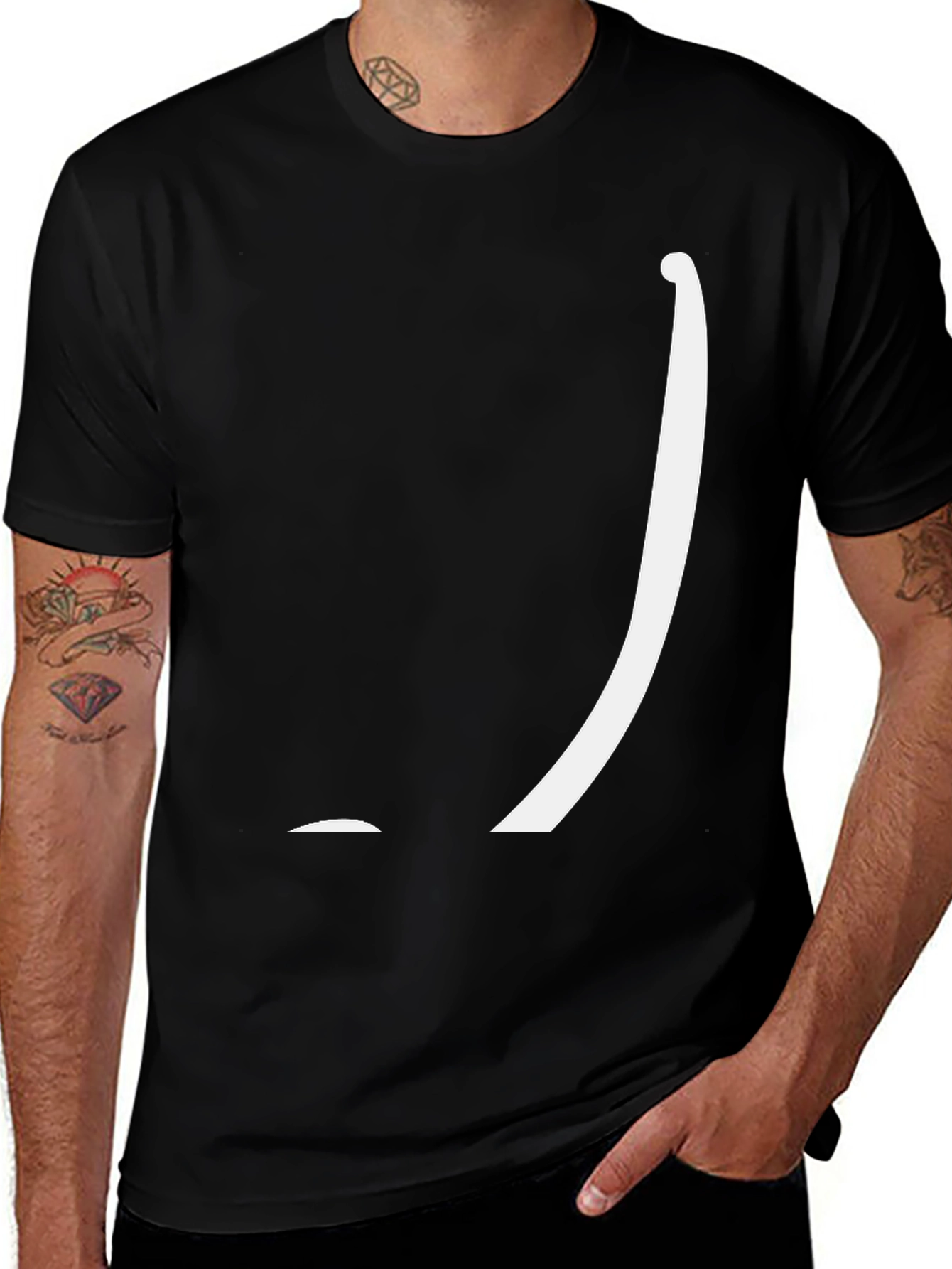 Variant 2 of Minimalist Graphic Tee: Black Cotton Blend