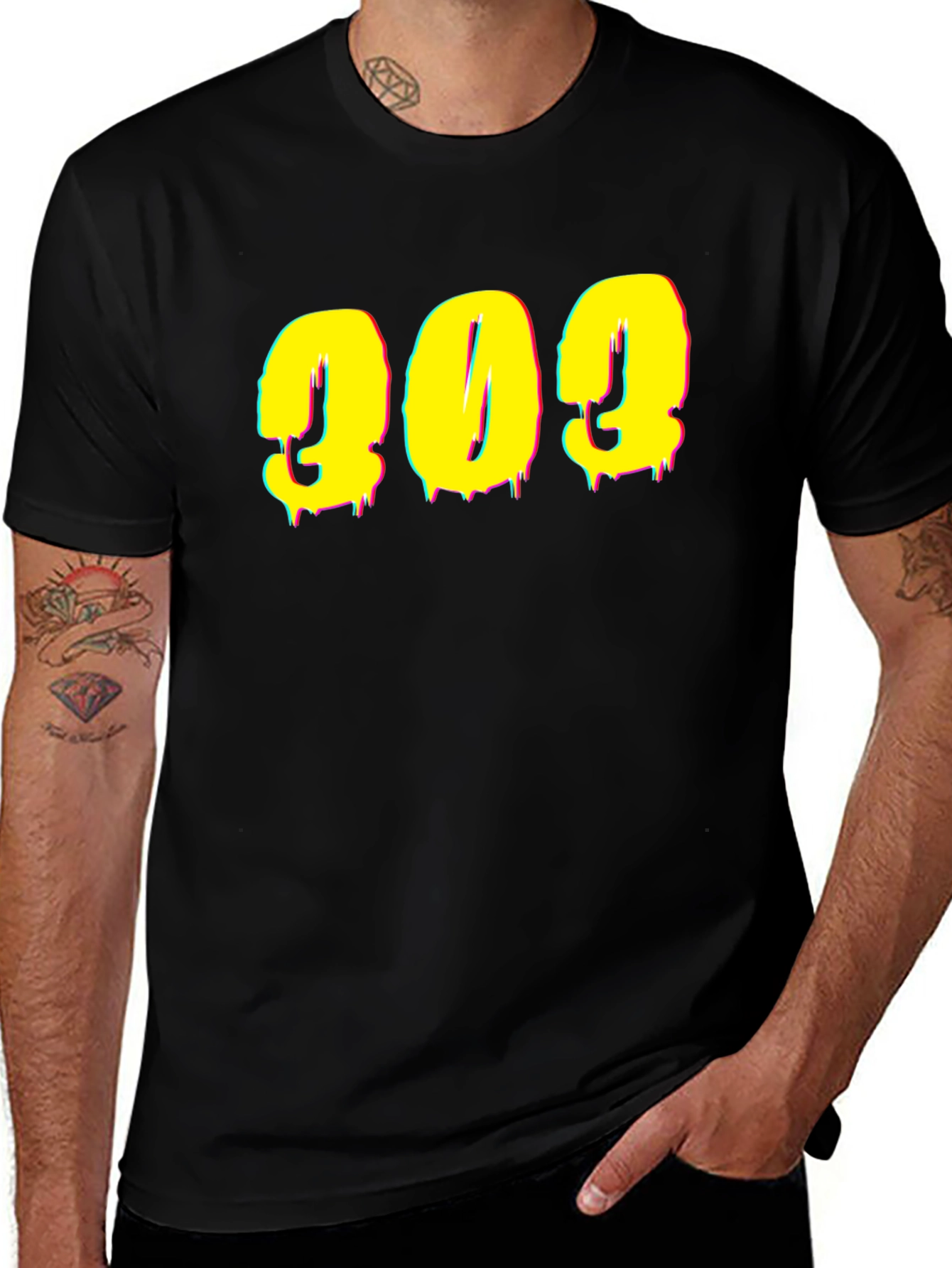 Variant 5 of Bold Graphic T-Shirt - "909" Design, Black
