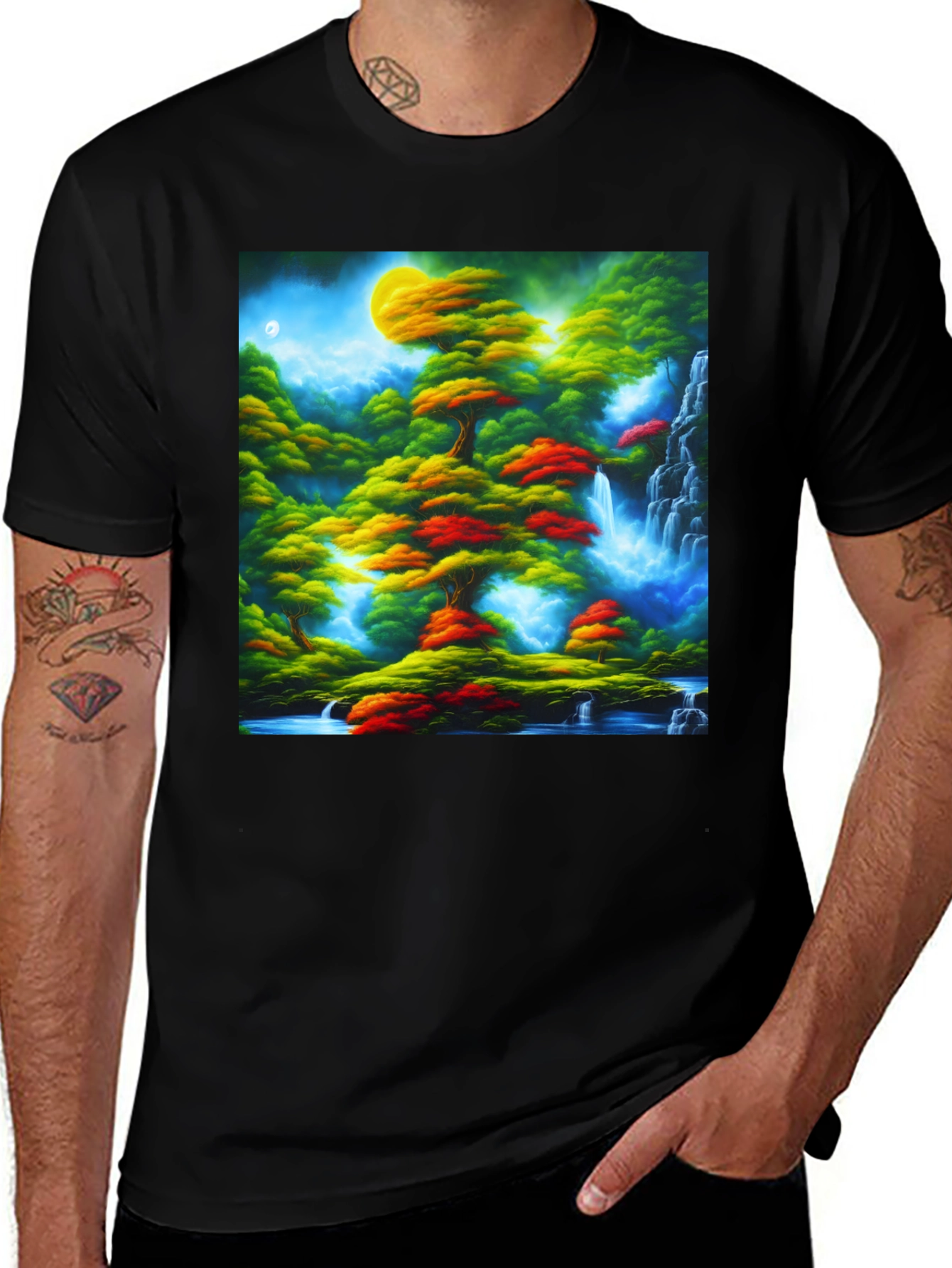 Variant 2 of Nature Scenery Graphic Tee - Unique Artistic Design