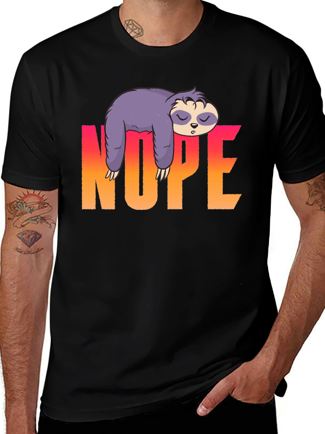 Variant 28 of Nope Sloth Graphic Tee - Relaxed Style