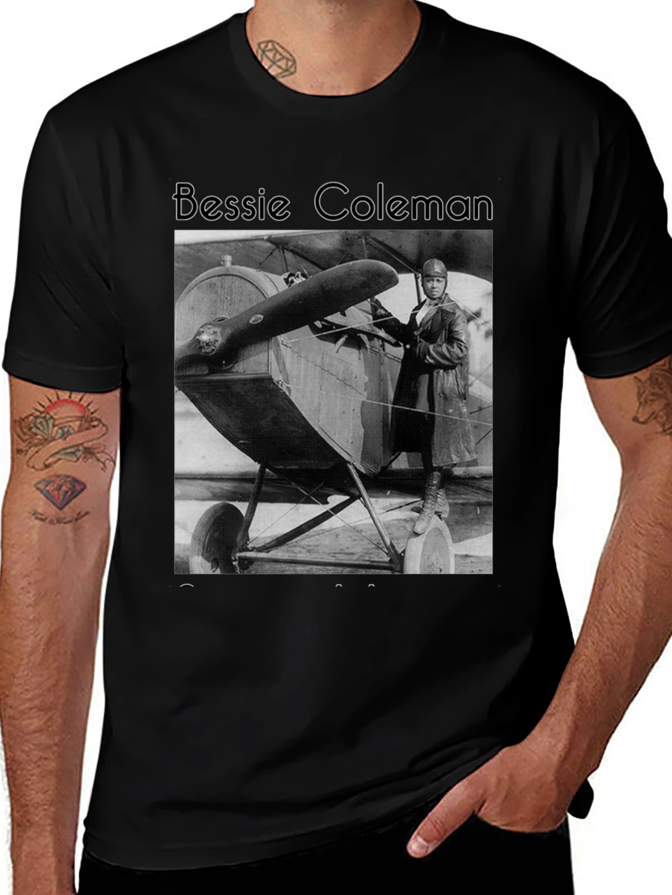 Bessie Coleman Black T-Shirt - Aviation Pioneer