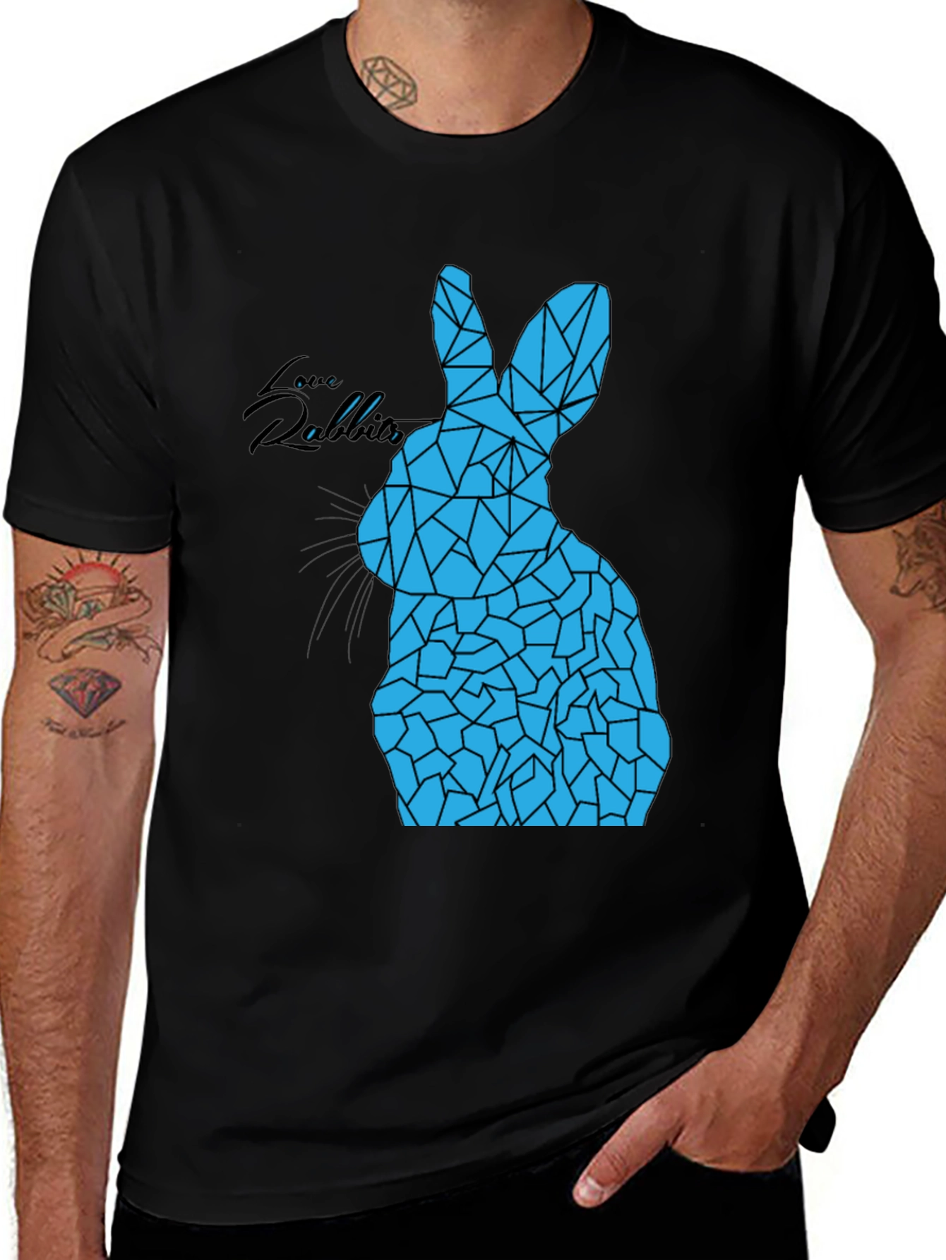 Variant 24 of Geometric Rabbit Graphic Tee - Black Unisex T-Shirt