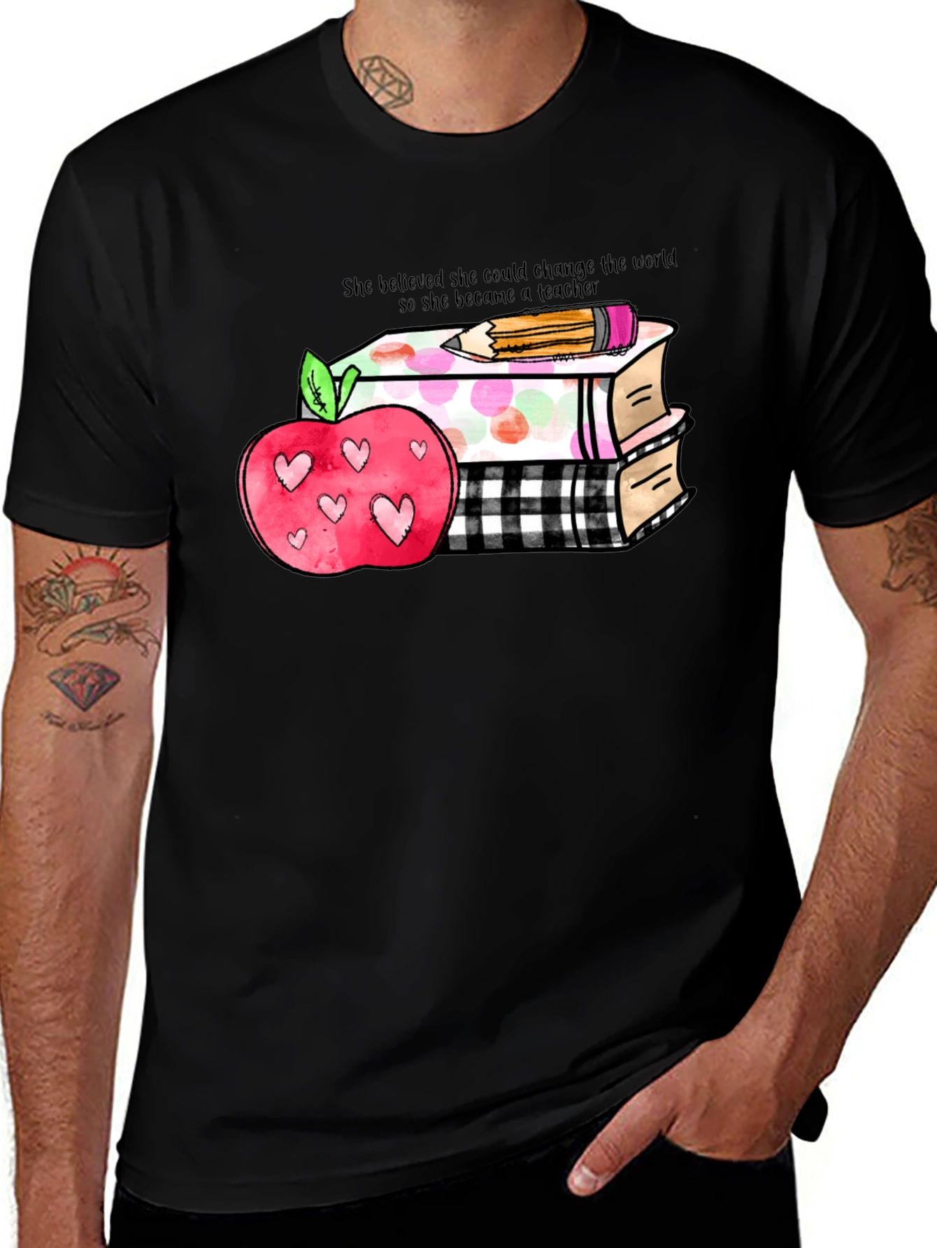 Variant 26 of Teacher Apple Books T-Shirt