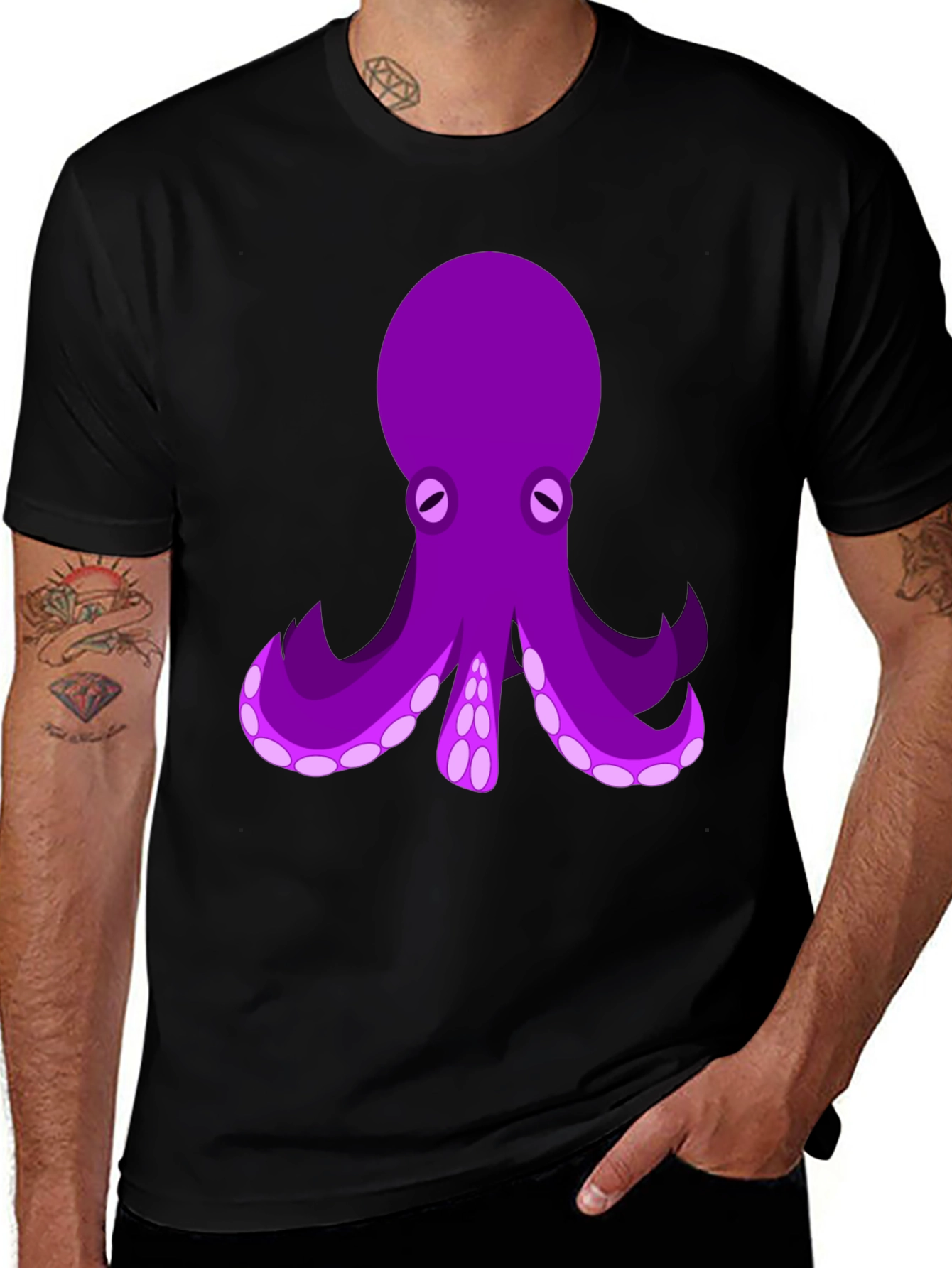 Variant 30 of Octopus Graphic T-Shirt - Black Cotton Tee