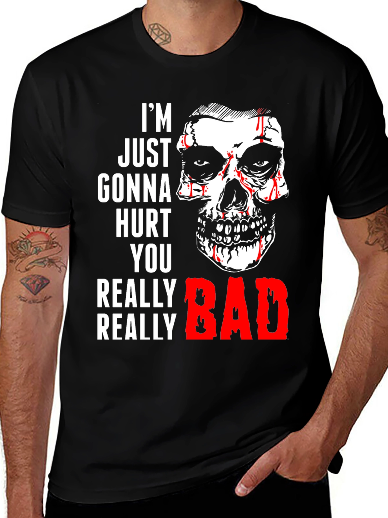 Variant 12 of Hurt You Bad Skull Graphic Tee - Black Cotton T-Shirt