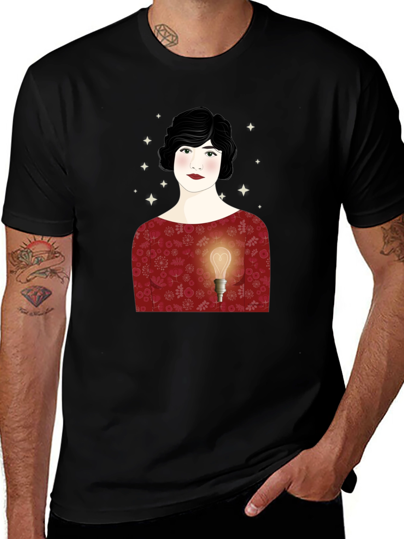 Variant 20 of Heart Light Woman Graphic Tee - Black