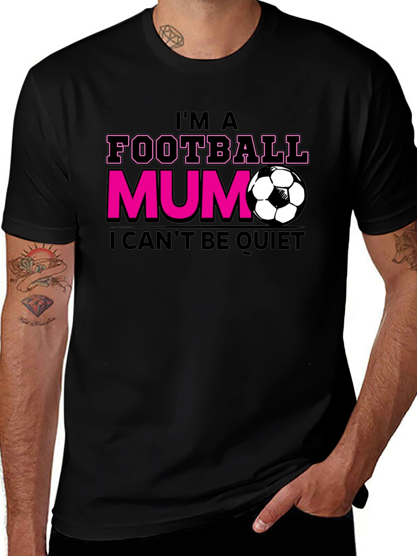 Variant 12 of Football Mum T-Shirt - I Can't Be Quiet - Soccer Mom Tee