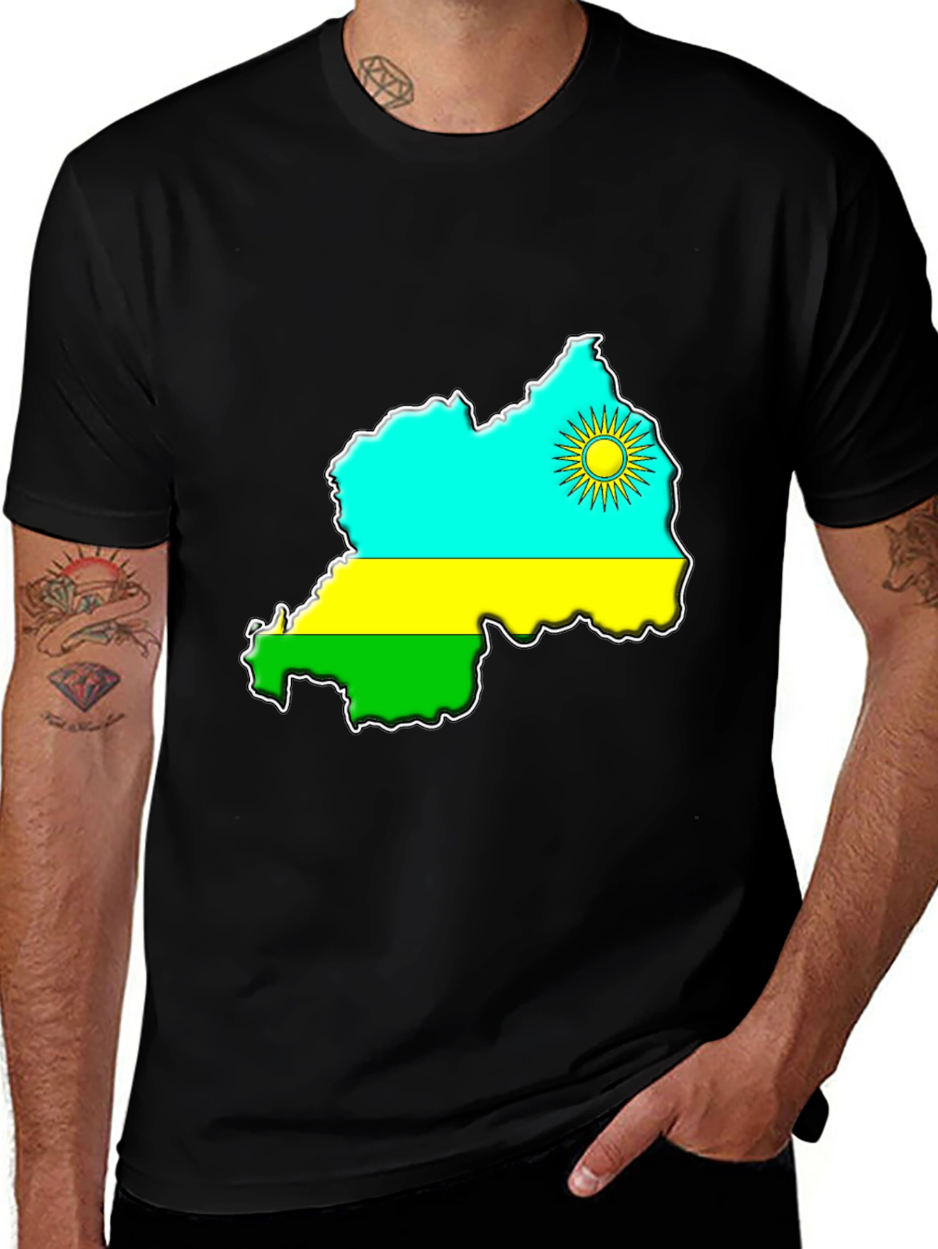 Rwanda Flag Map T-Shirt - Africa Pride