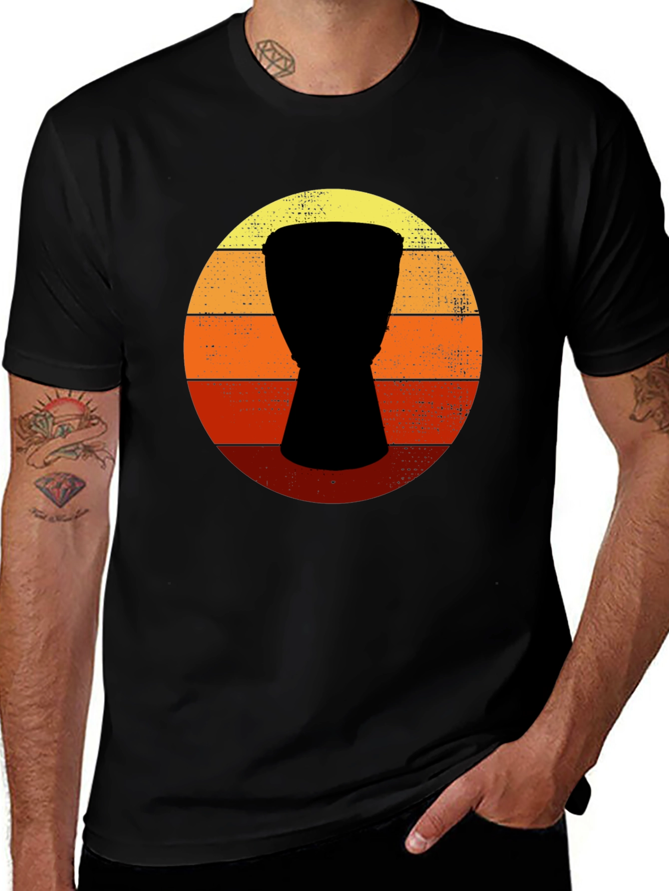 Variant 27 of Retro Drum T-Shirt - Sunset Vibes, Musician Tee