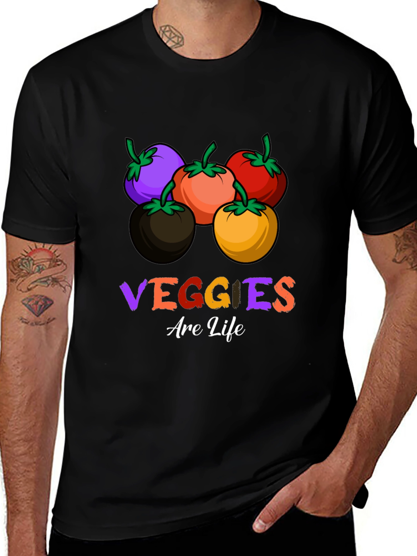 Variant 20 of Veggies Are Life T-Shirt - Colorful Vegan Tee