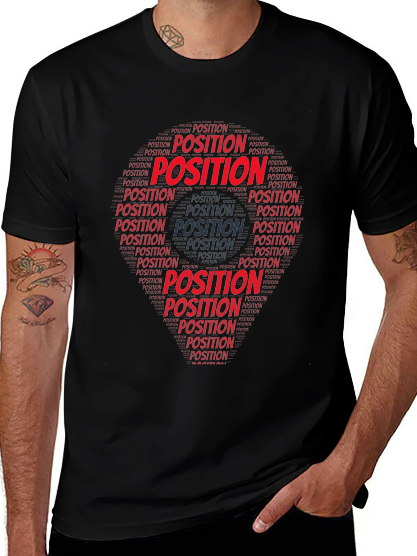 Variant 15 of Position Word Art Black T-Shirt