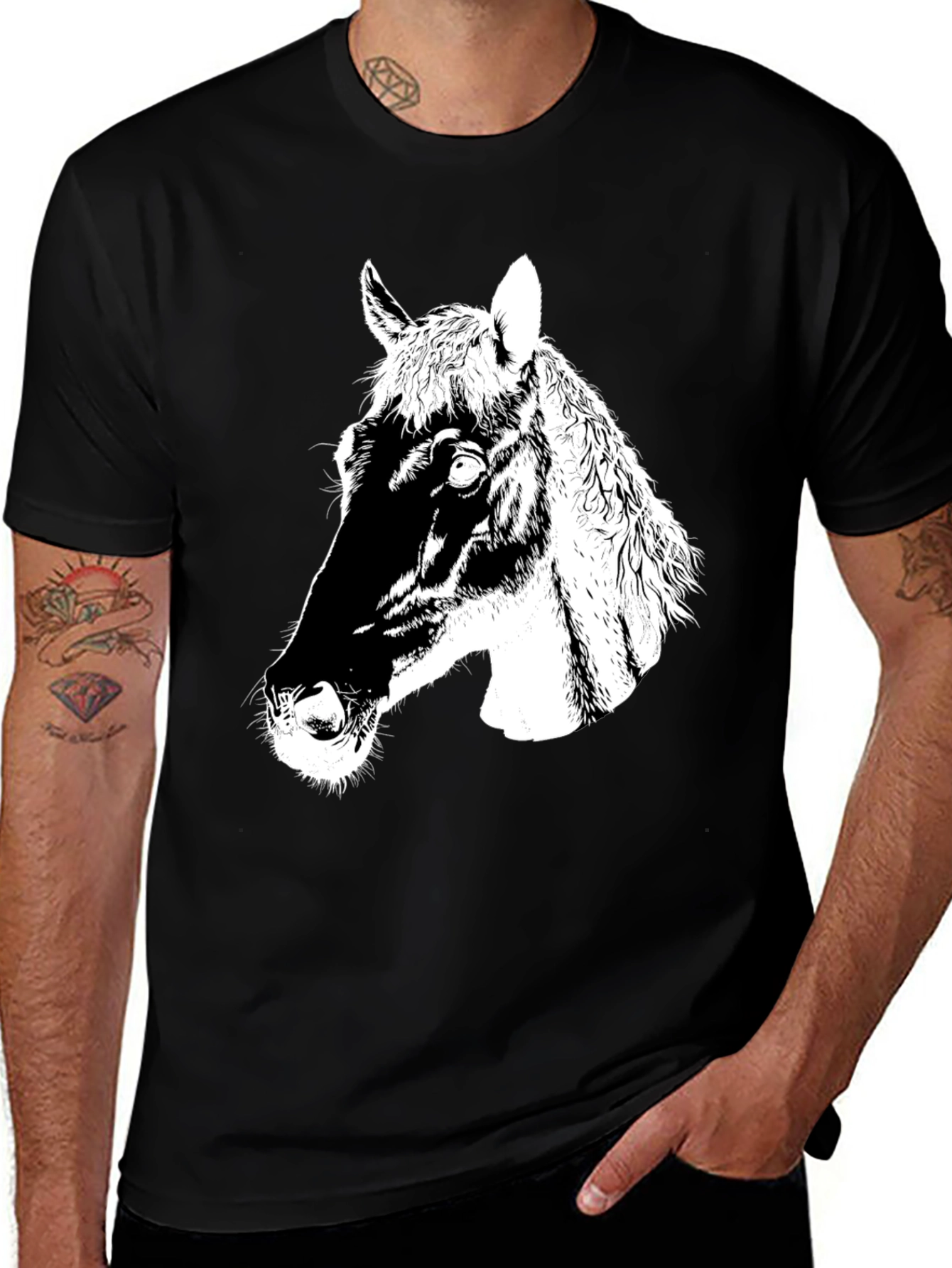 Variant 26 of Men's Black Horse Graphic T-Shirt