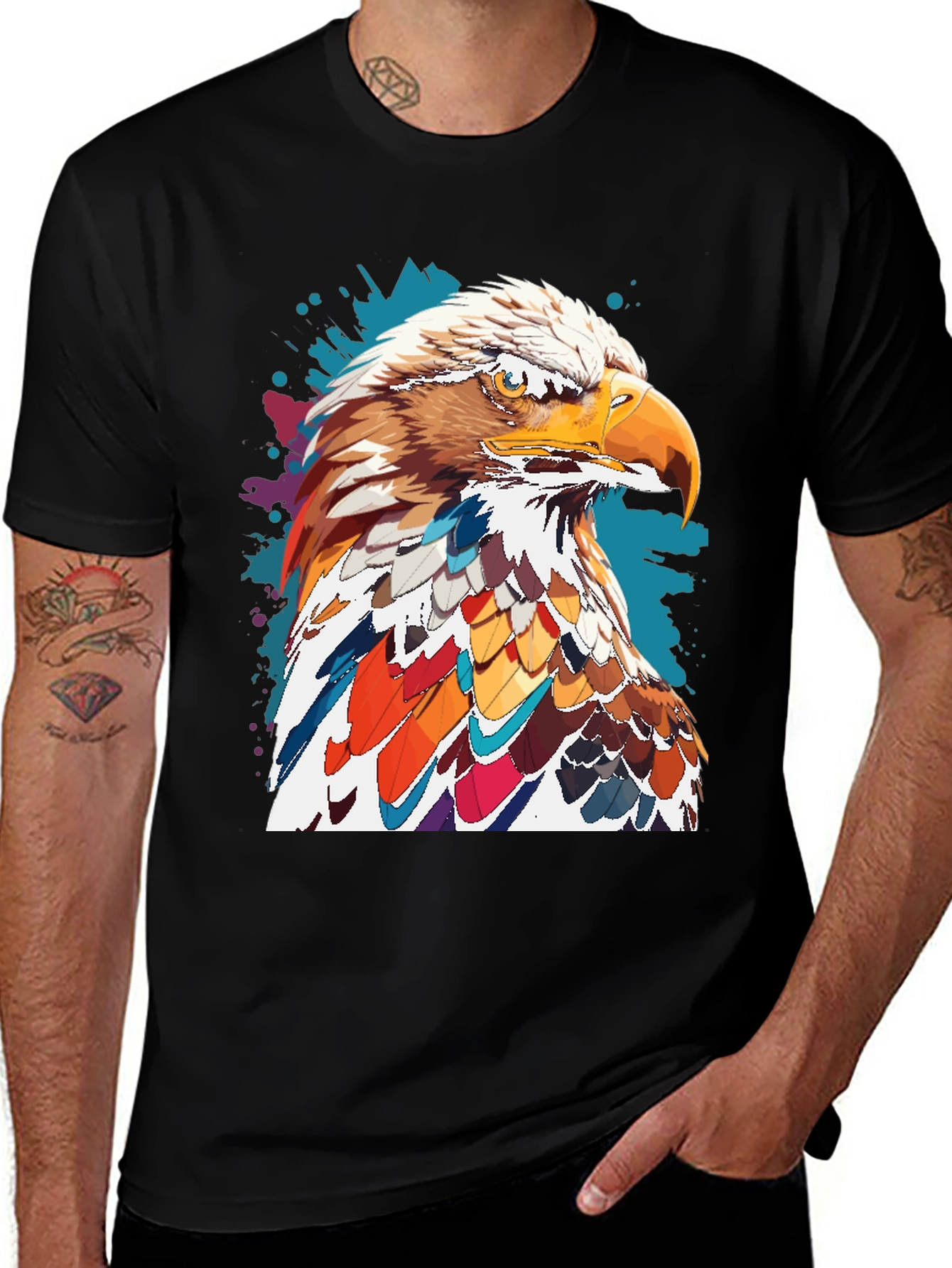 Variant 30 of Eagle Graphic Print Black T-Shirt