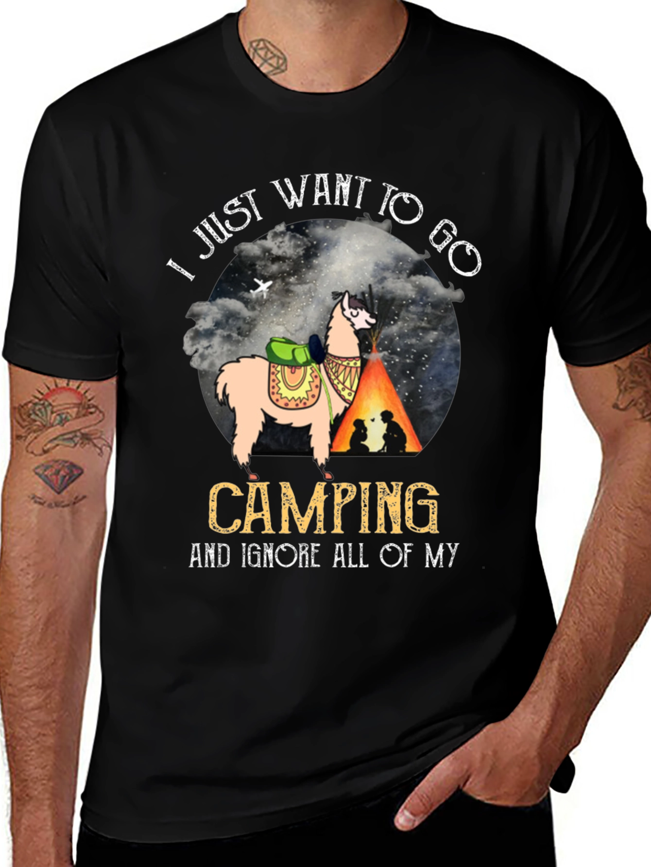 Variant 11 of Camping Llama Graphic Tee - Adventure Ready T-Shirt