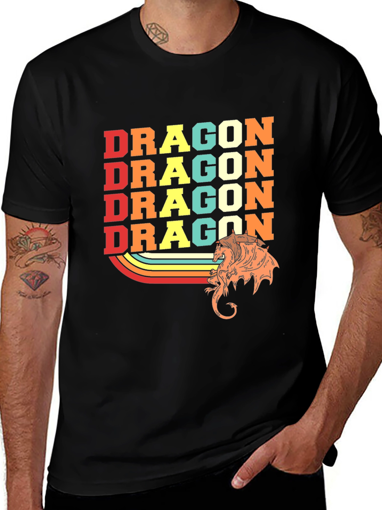 Variant 18 of Retro Dragon Graphic T-Shirt - Fantasy Tee