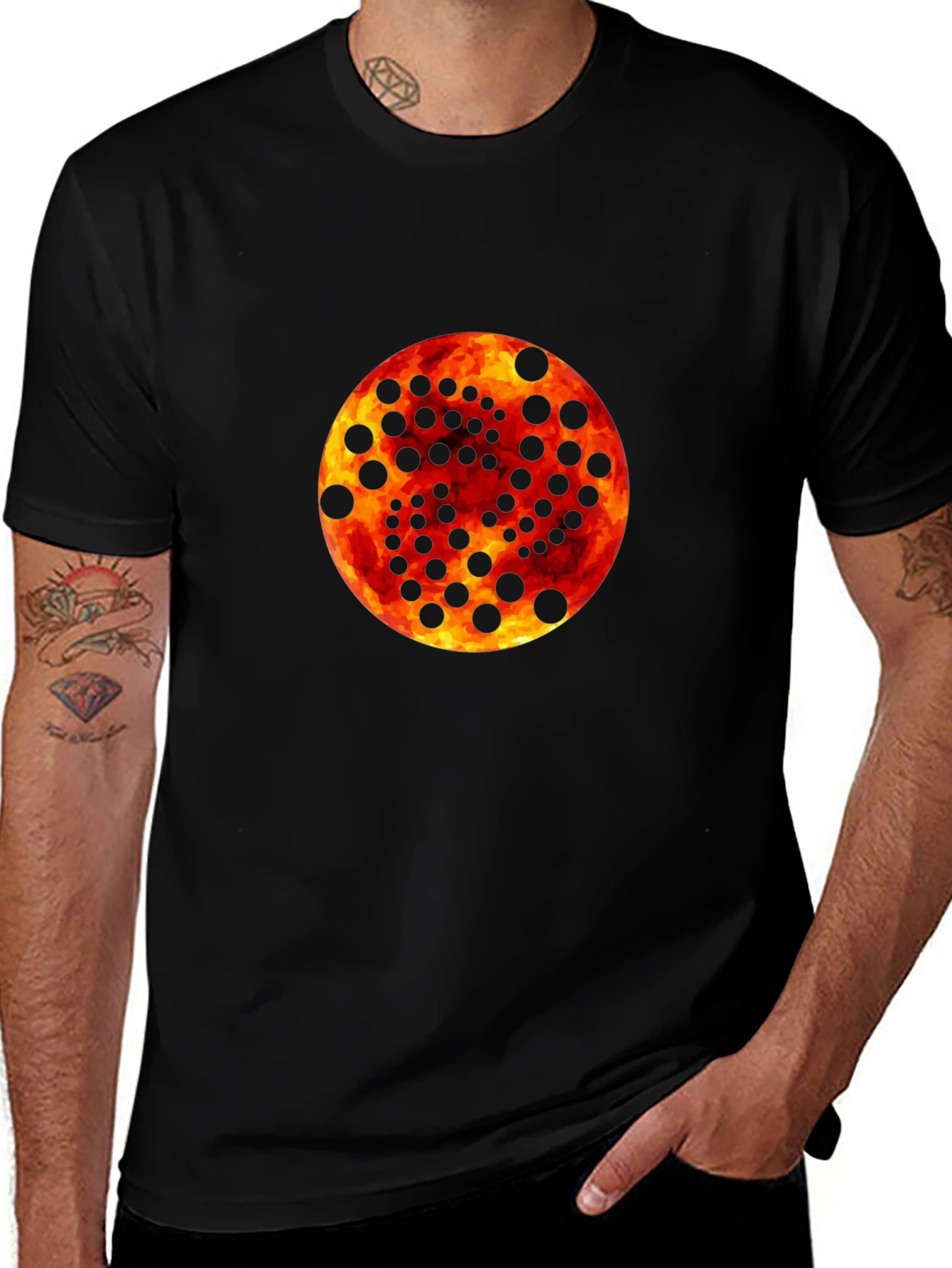 Variant 27 of Fiery Circle Graphic Black T-Shirt