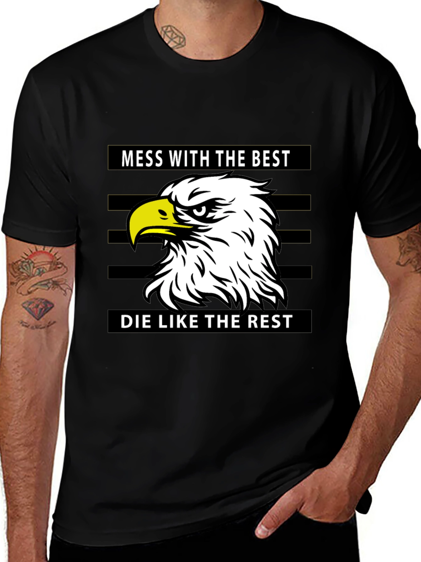 Variant 14 of Mess With The Best Eagle Graphic Black T-Shirt