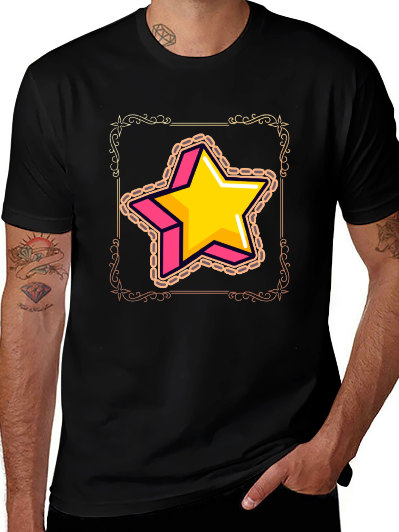Variant 8 of Framed Star Graphic Tee - Stylish and Unique