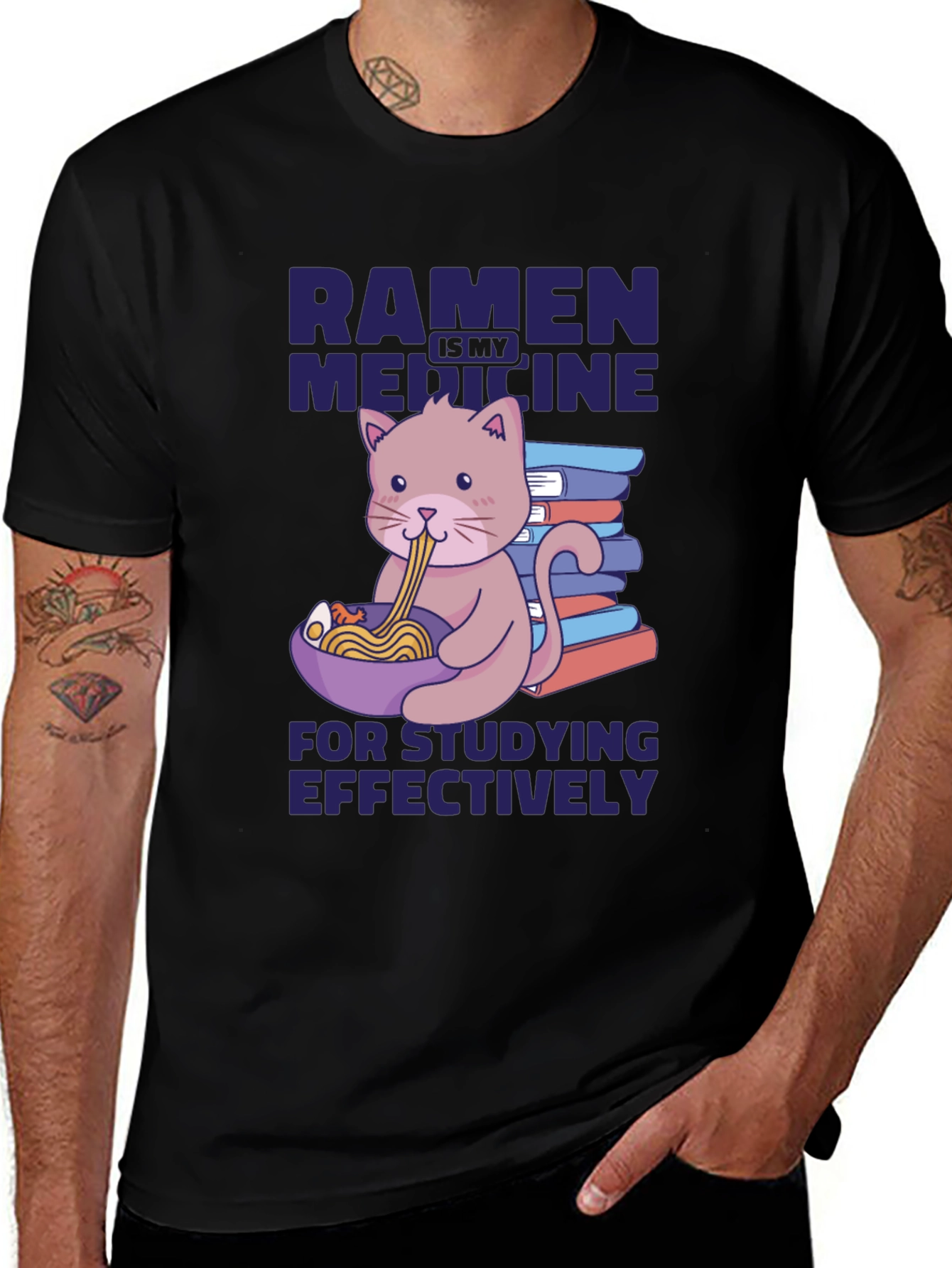 Variant 22 of Ramen Medicine T-Shirt: Study Buddy Cat