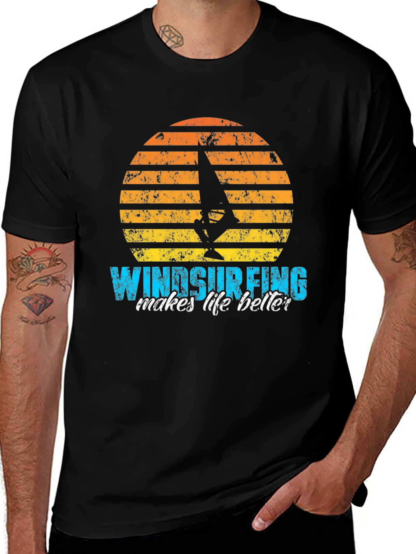 Variant 26 of Windsurfing Makes Life Better Graphic Tee