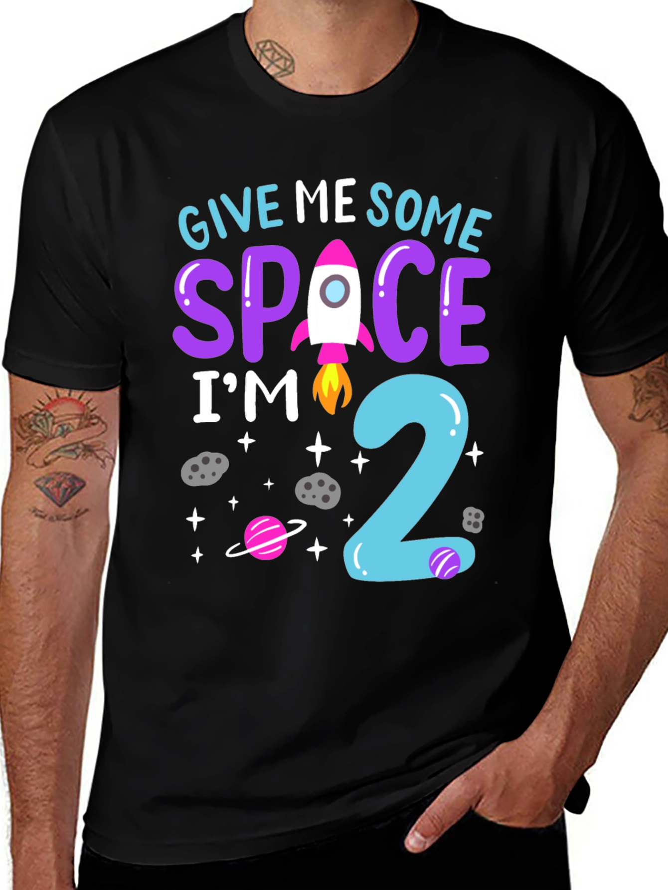 Variant 30 of Give Me Some Space I'm 2 Black T-Shirt
