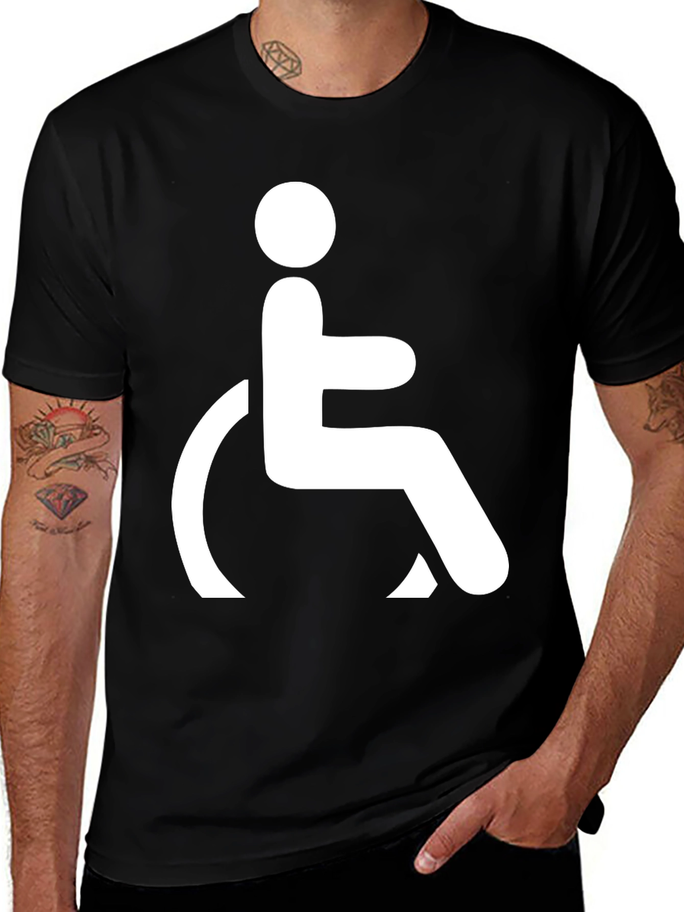 Black Black T-Shirt with Wheelchair Symbol main image