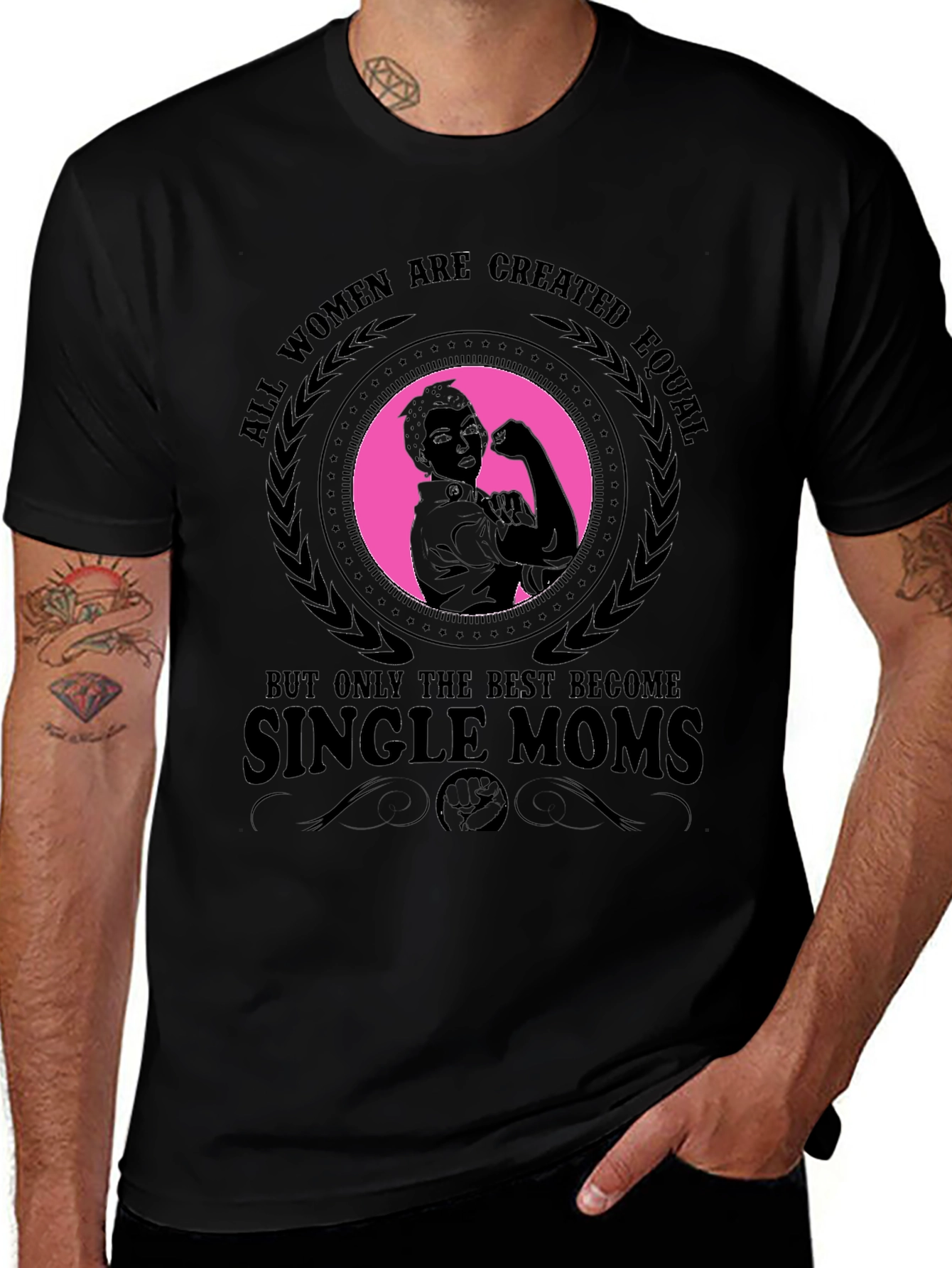 Variant 29 of Empowered Single Mom T-Shirt - Strong Woman Graphic Tee
