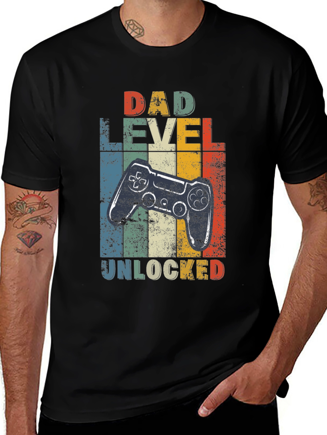 Variant 13 of Dad Level Unlocked Graphic Tee - Gamer Dad Shirt