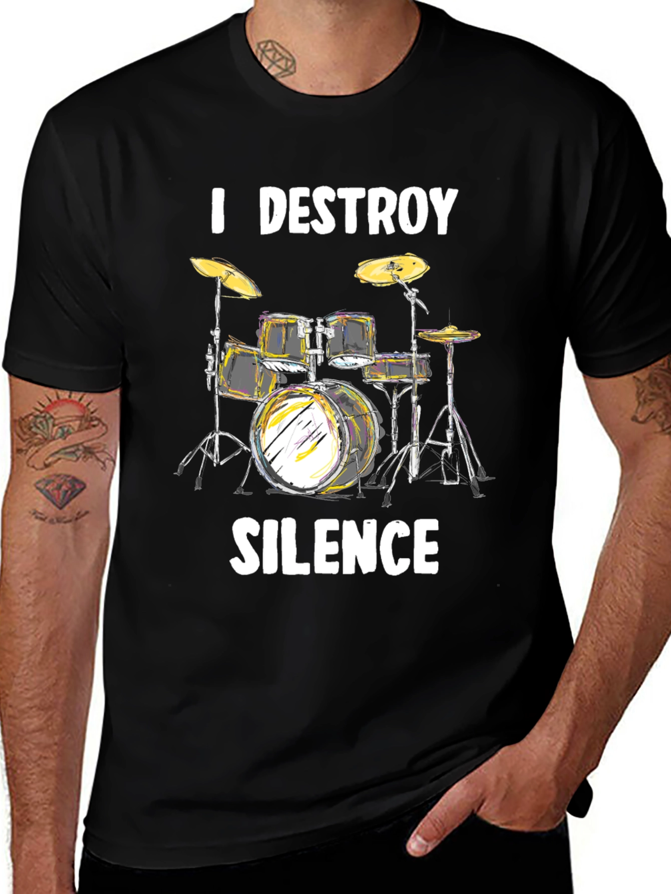 Variant 28 of I Destroy Silence Drum Set Graphic T-Shirt
